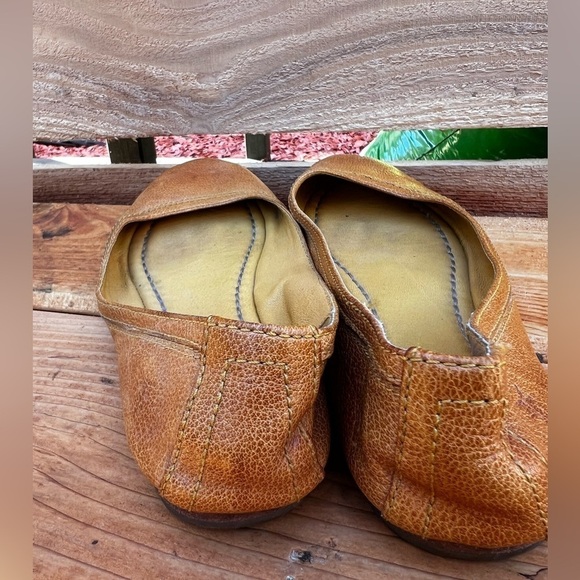 Frye Carson Ballet Flat Cognac Brown Leather Shoes - Picture 3 of 6